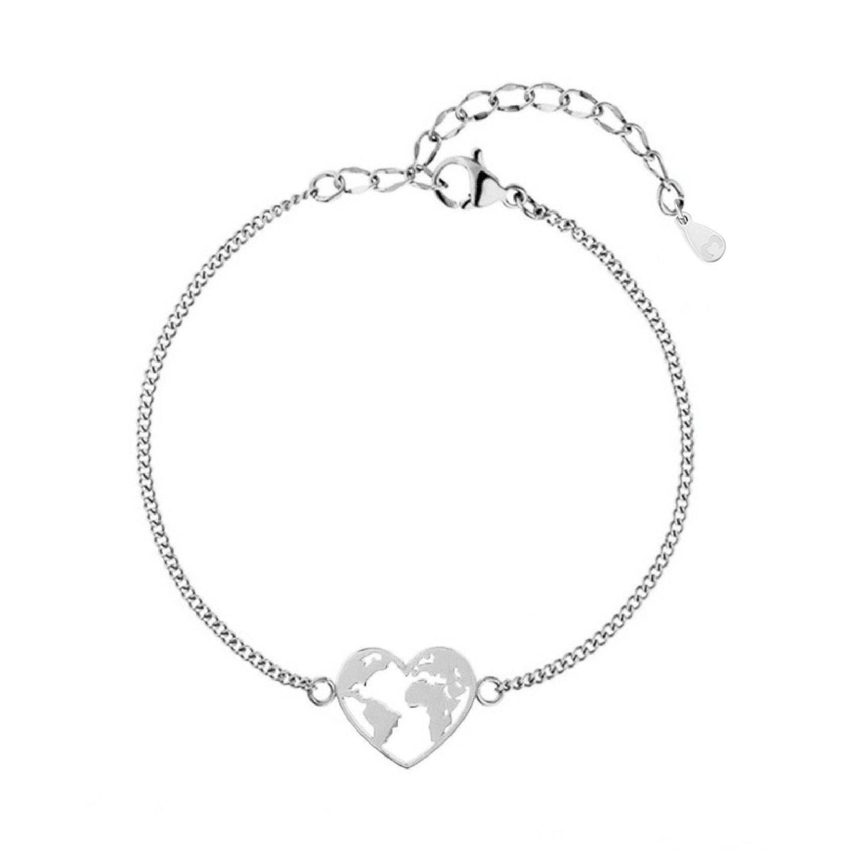 "Welt-Herz" Armband ~Silber/Gold - Emily Schmuck