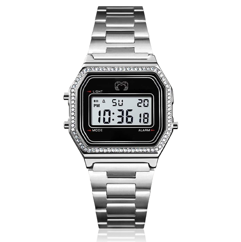 Vintage-Glanz Digitale Uhr ~ Silber - Emily Schmuck
